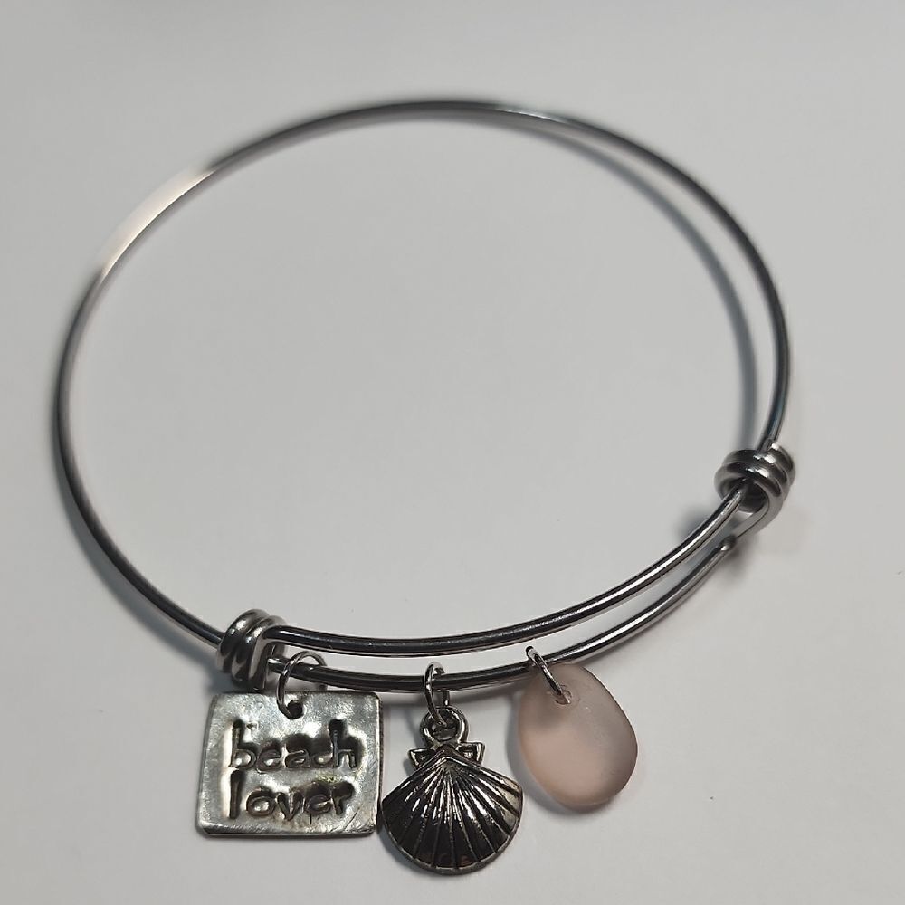 Silver Beach Lover Adjustable Charm Bracelet